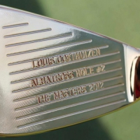 Commemorative club presented to Louis Oosthuizen by Ping following his albatross at the Masters 2012